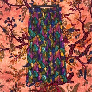 Vintage Stained Glass Print Midi Skirt